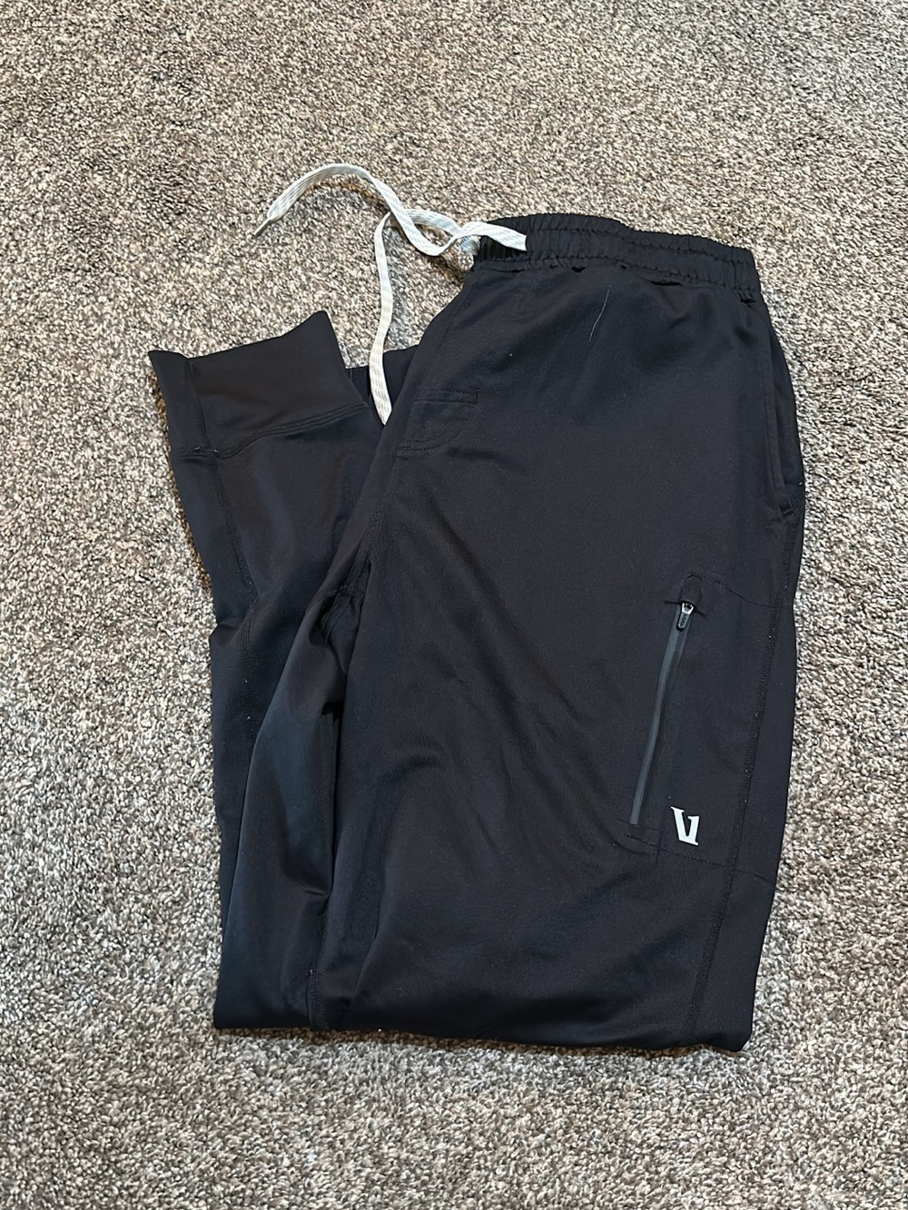 Vuori Black Men's Performance Joggers with White Drawstring